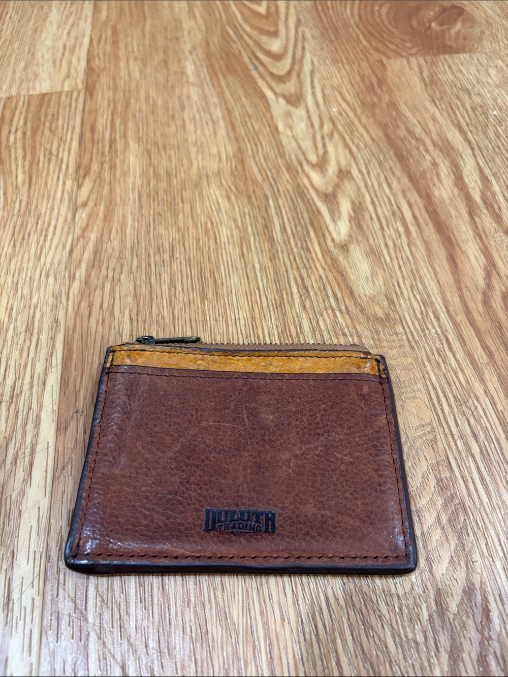 Duluth Trading Co Brown Leather Card Holder with Tan Accent